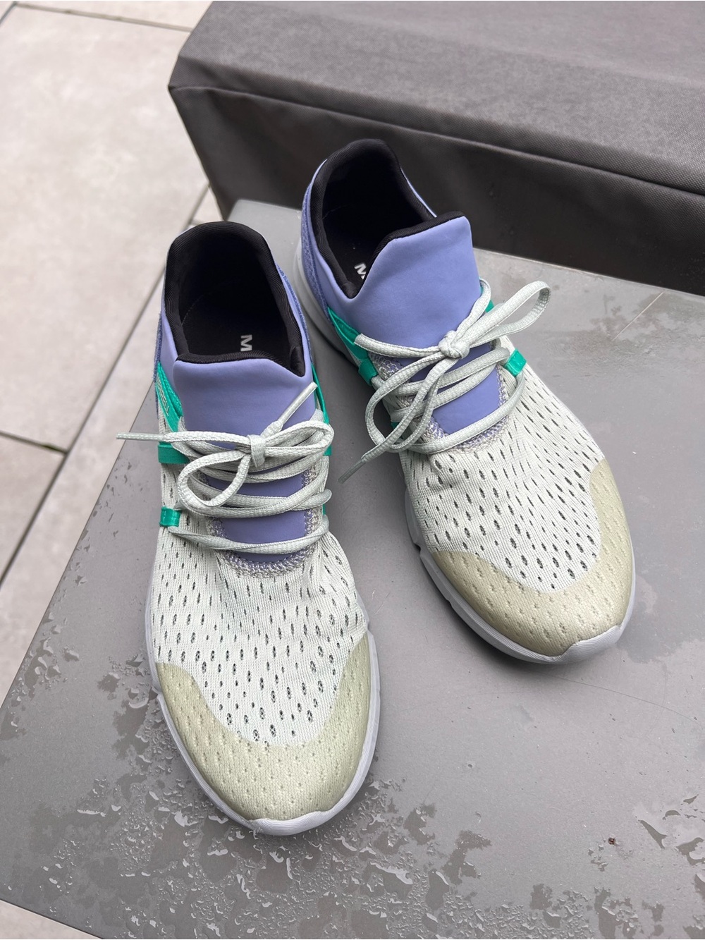 Merrell Flora Kindred Gray, Lavender, teal lightweight sneakers for travel.